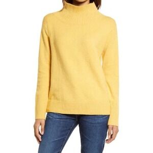 CASLON Women's Funnel Neck Cotton Blend Pullover Sweater Yellow Size XL